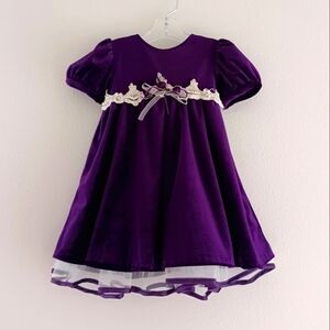 Rare Editions Vintage Velour Baby Girl Dress, size 24 months